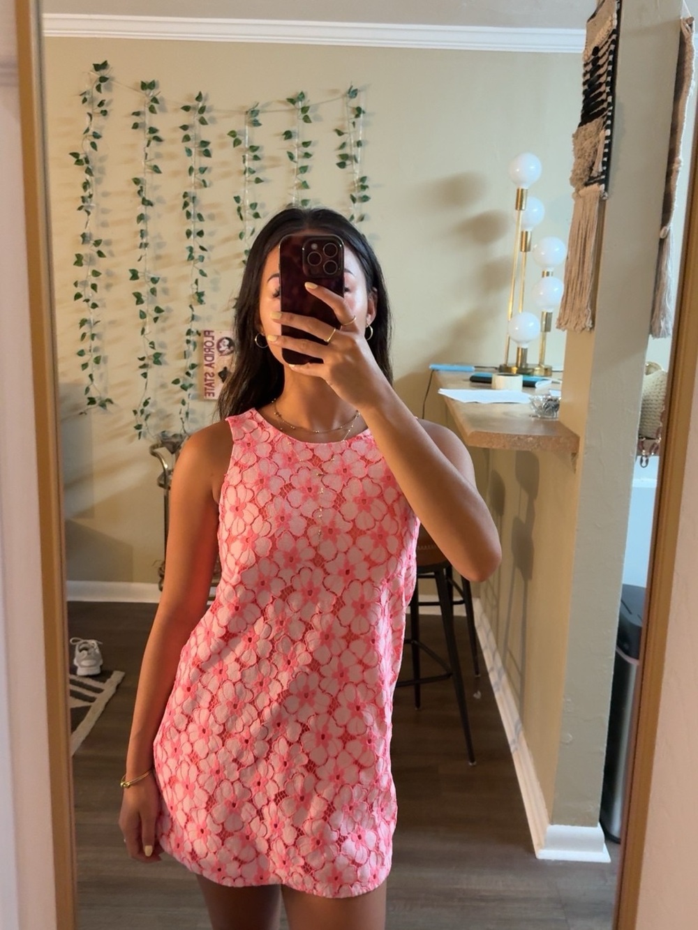 Place Pink Floral Lace Mini Dress